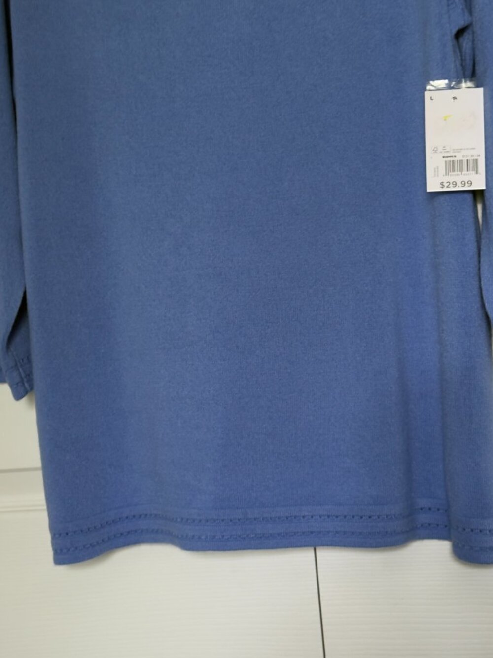 Croft Barrow NWT Blue Henley Long Sleeve Top Button Placket Women's Size L Kohls - Picture 7 of 14